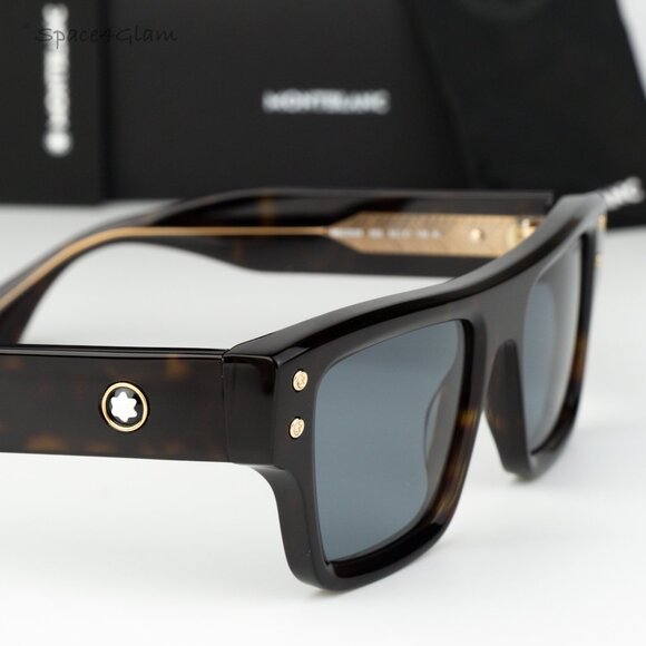 Montblanc Women Sunglasses Havana Blue Square MB0253S 002 BRAND NEW main image 6